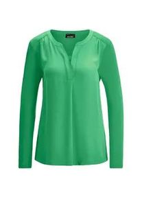 Kurzarmbluse GOLDNER "Elegantes Chiffonshirt mit Jersey-Details", Damen, Gr. 40, gr&uuml;n, Obermaterial: 50% Polyester PES. 47% Viskose CV. 3% Elasthan EL., Gerade, Blusen, Schlitz