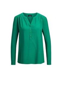 Schlupfbluse GOLDNER "Elegante Viskosebluse mit V-Ausschnitt", Damen, Gr. 50, gr&uuml;n (dunkelgr&uuml;n), Obermaterial: 100% Viskose CV., gerade, Tubular, Blusen Schlupfbluse, Knopfleiste