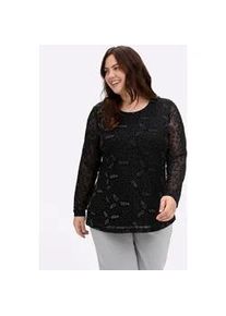 Langarmshirt sheego BY JOE BROWNS "Shirt", Damen, Gr. 48/50, schwarz, 92% Polyester, 8% Elasthan, unifarben, Rundhals, Shirts Langarmshirt