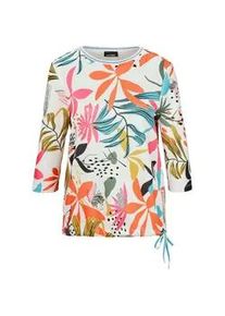 Print-Shirt GOLDNER "Kurzgr&ouml;&szlig;e Sweatshirt mit U-Boot-Ausschnitt", Damen, Gr. 25, bunt (bunt, gemustert), Obermaterial: 70% Viskose CV. 25% Polyester PES. 5% Elasthan EL., Sonstiges, Shirts, B&auml;nder