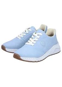 Sneaker Rieker, Damen, Gr. 39, hellblau, Nubuklederimitat, unifarben, Schuhe Sneaker, mit MemoSoft-Innensohle, Freizeitschuh, Halbschuh, Schn&uuml;rschuh