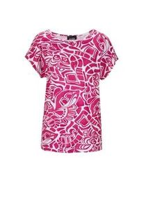 Print-Shirt GOLDNER "Kurzgr&ouml;&szlig;e Damen Oberteil Ethnoprint Kurzarm", Damen, Gr. 22, pink (pink, gemustert), Obermaterial: 95% Viskose CV. 5% Elasthan EL., figurumspielend, normales B&uuml;ndchen, Shirts, Druck mit Struktureffekt