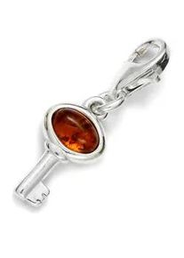 Kettenanh&auml;nger OSTSEE-SCHMUCK "- Schl&uuml;ssel - Silber 925/000 - Bernstein" Gr. 24, silber (silber 925, silberfarben, wei&szlig;), Schmuckanh&auml;nger, Damen, Silber 925 (Sterlingsilber), Kettenanh&auml;nger