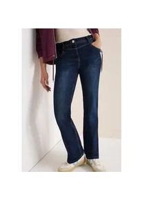 Bootcut-Jeans Cecil "Style Toronto Bootcut", Damen, Gr. 31, L&auml;nge 32, dunkelblau wash, Denim/Jeans, Obermaterial: 78% Baumwolle, 20% Polyester, 2% Elasthan. Futter: 52% Polyester, 48% Baumwolle, unifarben, slim fit lang, Jeans, mit Stretch, Slim Fit