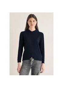 Langarmshirt Cecil, Damen, Gr. XXL (46), universal blau, Web, 96% Baumwolle, 4% Elasthan, unifarben, comfort fit normal, ohne Ausschnitt, B&uuml;ndchen, Shirts Langarmshirt, mit Kapuze