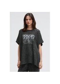 Strickponcho SOCCX, Damen, Gr. S/M, schwarz, Strick, Material: 55% Viskose, 43% Polyester, 2% Elasthan, bedruckt, relaxed fit normal, Rundhals, weit normaler Saum, Pullover, aus Flauschstrick
