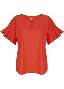 Kurzarmbluse Alba Moda "Bluse Bluse mit V-Ausschnitt", Damen, Gr. 36, orange, Obermaterial: 73% Baumwolle CO. 23% Polyamid PA. 4% Elasthan EL., Modern, Blusen