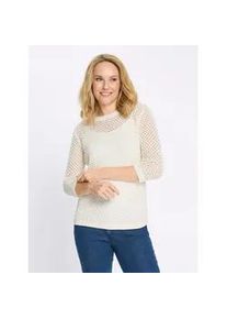 Ajourpullover Classic Basics "Ajour-Pullover", Damen, Gr. 54, wei&szlig;, 100% Polyacryl, unifarben, Pullover