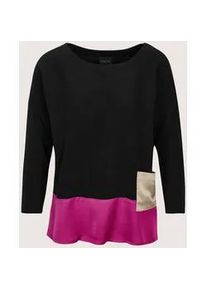 Madeleine Mode Langarmbluse MADELEINE "Bluse Moderne Bluse mit Farbspiel", Damen, Gr. 36, schwarz (magenta, schwarz, cappuccino), Obermaterial: 100% Viskose CV., Modern, Blusen
