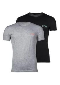 T-Shirt Emporio Armani "T-Shirt BOLD MONOGRAM 2er Pack", Damen, Gr. M, bunt (schwarz, grau), Obermaterial: 95% Baumwolle CO. 5% Elasthan EL., Shirts T-Shirt