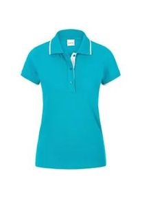 Madeleine Mode Kurzarmshirt MADELEINE "Poloshirt Klassisches Poloshirt", Damen, Gr. 38, blau (karibikblau), Obermaterial: 97% Baumwolle CO. 3% Elasthan EL., Modern, normal, Shirts