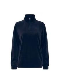 Troyer oxmo "Longsweatshirt OXEBBA HALFZIP", Damen, Gr. S, blau (marineblaus), Obermaterial: 95% Polyester PES. 5% Elasthan EL., Pullover Troyer