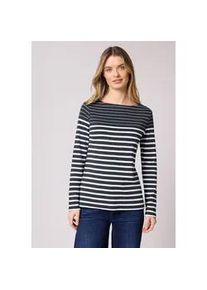 3/4-Arm-Shirt Street One, Damen, Gr. 40, shadowed navy, Web, 100% Baumwolle, gestreift, normal normal, U-Boot-Ausschnitt, abgesteppt, Shirts 3/4-Arm-Shirt, aus reiner Baumwolle