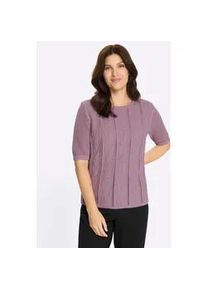 Ajourpullover Classic Basics "Ajour-Pullover", Damen, Gr. 52, mauve, 100% Baumwolle, unifarben, Pullover