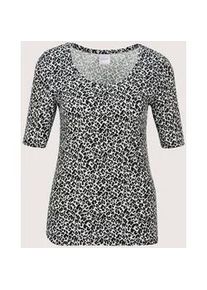 Madeleine Mode Kurzarmshirt MADELEINE "Shirt Halbarmshirt mit Animal-Print", Damen, Gr. 46, grau (grau, schwarz), Obermaterial: 95% Viskose CV. 5% Elasthan EL., Modern, normal, Shirts