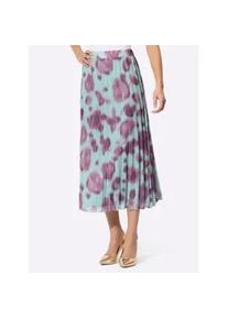 CR&Eacute;ATION L Plisseerock CREATION L, Damen, Gr. 48, lila (mint, violett, bedruckt), 100% Polyester, gebl&uuml;mt, gemustert, mehrfarbig, lang, R&ouml;cke