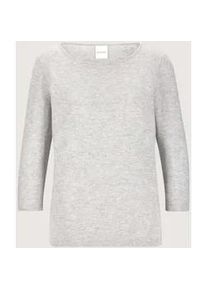 Madeleine Mode Longpullover MADELEINE "Strickpullover Kaschmirpullover mit U-Boot-Ausschnitt", Damen, Gr. 44/46, grau (silbergrau, melange), Obermaterial: 100% Kaschmir WS., Modern, normal, Pullover Longpullover, Kaschmirpullover mit 3/4 Arm