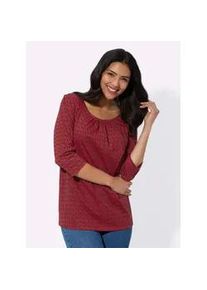 3/4-Arm-Shirt Classic Basics "3/4-Arm-Shirt", Damen, Gr. 42, rot (rot, schwarz, bedruckt), 100% Baumwolle, gemustert, mehrfarbig, Rundhals, Shirts 3/4-Arm-Shirt