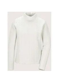 Madeleine Mode Langarmshirt MADELEINE "Sweatshirt Sweatshirt mit Zopfstruktur", Damen, Gr. 40, wei&szlig; (wollwei&szlig;), Obermaterial: 83% Polyester PES. 14% Viskose CV. 3% Elasthan EL., Modern, gerade, Shirts Langarmshirt, Zopfstruktur