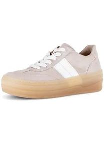 Plateausneaker Gabor, Damen, Gr. 37, beige, Nappaleder, Veloursleder, Schuhe Plateausneaker, Freizeitschuh, Halbschuh, Schn&uuml;rschuh mit transparenter Laufsohle