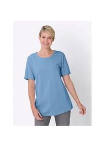 Longshirt Classic Basics "Longshirt", Damen, Gr. 38, blau (himmelblau), 100% Baumwolle, unifarben, Rundhals, Shirts Longshirt