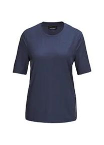 Kurzarmshirt GOLDNER "Sport-Shirt mit Reflektoren", Damen, Gr. 42, blau (marine), Obermaterial: 92% Polyester PES. 8% Elasthan EL., normales B&uuml;ndchen, Shirts, mit Reflektoren im Vorderteil f&uuml;r gute Sichtbarkeit in der D&auml;mmerung und Dunkelheit
