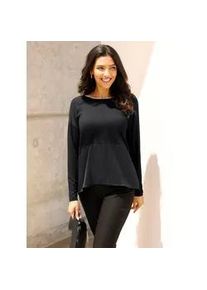 Langarmshirt Classic Basics "Rundhals-Shirt", Damen, Gr. 44, schwarz, 95% Viskose, 5% Elasthan, Einsatz:100% Polyester, unifarben, Rundhals, Shirts Langarmshirt