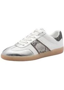 Sneaker Tamaris "Tamaris Sneaker Leder/Textil", Damen, Gr. 40, wei&szlig;, silber, Leder, Textil, Schuhe Sneaker