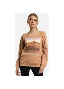 Madeleine Mode Langarmshirt MADELEINE "Sweatshirt Sweatshirt mit Landschafts-Print", Damen, Gr. 40, braun (rotbraun, multicolor), Obermaterial: 70% Polyester PES. 30% Baumwolle CO., Modern, Shirts Langarmshirt