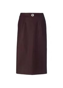 Midirock GOLDNER "Klassischer Schurwoll-Schlupfrock", Damen, Gr. 44, rot (bordeaux, melange), Obermaterial: 52% Schurwolle WV. 46% Polyester PES. 2% Elasthan EL., normal, R&ouml;cke, Ohne