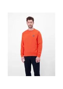 Sweater Lerros, Herren, Gr. M, vivid rot, Sweatware, Obermaterial: 50% Baumwolle, 50% Polyester, unifarben, normal h&uuml;ftbedeckend, Rundhals, B&uuml;ndchen, Sweatshirts Sweater, mit Logo-Badge