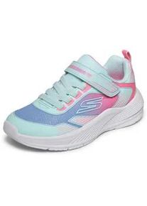 Sneaker Skechers "MICROSPEC ADVANCE", Damen, Gr. 32, hellblau, multi, Lederimitat, Textil, kontrastfarbene Details, Schuhe Sneaker, Freizeitschuh mit Klettverschluss, Gr&ouml;&szlig;enschablone zum Download