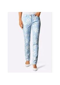 Bequeme Jeans CREATION L PREMIUM, Damen, Gr. 42, Normalgr&ouml;&szlig;en, blau (hellblau, ecru, bedruckt), 55% Lyocell, 43% Baumwolle, 2% Elasthan, bedruckt, gebl&uuml;mt, gemustert, mehrfarbig, lang, Jeans