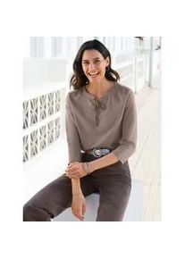 3/4-Arm-Shirt Inspirationen "3/4-Arm-Shirt", Damen, Gr. 40, grau (taupe), 100% Baumwolle, unifarben, Rundhals, Shirts 3/4-Arm-Shirt
