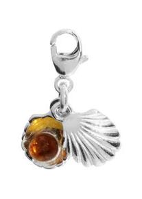Kettenanh&auml;nger OSTSEE-SCHMUCK "- Muschel - Silber 925/000 - Bernstein" Gr. 20, silber (silber 925, silberfarben, wei&szlig;), Schmuckanh&auml;nger, Damen, Silber 925 (Sterlingsilber), Kettenanh&auml;nger