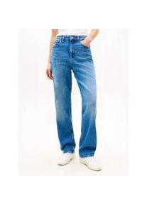 Tommy Hilfiger Straight-Jeans TOMMY JEANS "LAYLA HR SLIM STR", Damen, Gr. 33, L&auml;nge 28, denim medium, Denim/Jeans, Obermaterial: 99% Baumwolle, 1% Elasthan, unifarben, slim fit lang, Jeans Straight-Jeans, slim fit, high waist