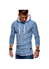 Kapuzensweatshirt behype "B-PHIL", Herren, Gr. M, blau, 65% Baumwolle, 35% Polyester, normal, ohne Ausschnitt, Sweatshirts, mit Kapuze und Kordelzug