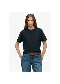T-Shirt Superdry "STUDIOS CREW TEE", Damen, Gr. XXL, eclipse navy, Single Jersey, Obermaterial: 60% Baumwolle, 40% Lyocell, unifarben, relaxed fit normal, Rundhals, Shirts T-Shirt