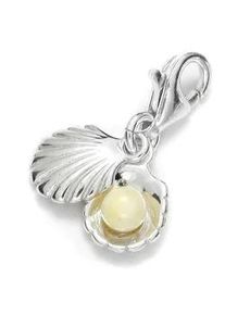 Kettenanh&auml;nger OSTSEE-SCHMUCK "- Muschel - Silber 925/000 - Bernstein" Gr. 20, silber (silber 925, silberfarben, wei&szlig;), Schmuckanh&auml;nger, Damen, Silber 925 (Sterlingsilber), Kettenanh&auml;nger