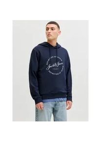Jack & Jones Kapuzensweatshirt JACK & JONES "JJGRAYSON SWEAT HOOD", Herren, Gr. XXL, navy blazer, angeraute Sweatware, Obermaterial: 60% Polyester, 40% Baumwolle, bedruckt, regular fit, Rippb&uuml;ndchen, Sweatshirts
