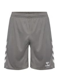 Trainingsshorts Hummel "HMLCORE 2.0 SHORTS", Herren, Gr. S (46), N-Gr, steel gray, wei&szlig;, Obermaterial: 100% Polyester, Hosen, aus Interlock-Stoff, atmungsaktiv, schnelltrocknend