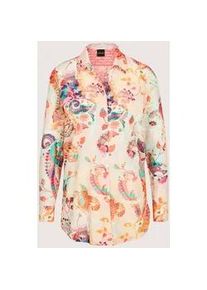 Madeleine Mode Hemdbluse MADELEINE "Hemdbluse Baumwollbluse mit Paisley-Muster", Damen, Gr. 38, wei&szlig; (wei&szlig;, himbeersorbet, multicolor), Obermaterial: 100% Baumwolle CO., Modern, gerade, Blusen Hemdbluse, Hemd mit R&uuml;ckenpasse