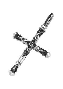 Kreuzanh&auml;nger "Kreuz mit schwarzen Spinellen, Silber 925", silber, Giorgio Martello MILANO, Schmuckanh&auml;nger, Herren, 5,5cm, Silber 925 (Sterlingsilber)