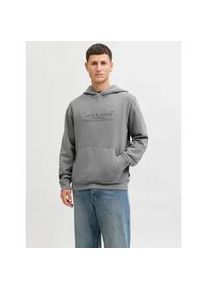 Jack & Jones Kapuzensweatshirt JACK & JONES "JPRBLUAIDEN HOOD SWEAT", Herren, Gr. XL, schwarz, angeraute Sweatware, Obermaterial: 100% Baumwolle, bedruckt, regular fit normal, ohne Ausschnitt, Rippb&uuml;ndchen, Sweatshirts, Baumwolle, regular fit