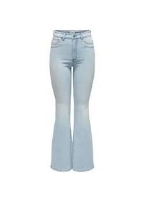 Bootcut-Jeans Only "ONLLUSH MW RETRO FLARED DNM", Damen, Gr. XS, L&auml;nge 30, light blau denim, Denim/Jeans, Obermaterial: 64% Baumwolle, 31% Polyester, 3% Viskose, 2% Elasthan, unifarben, bootcut fit lang, Jeans, Materialmix, bootcut fit, Regular Waist, Retro-Fit