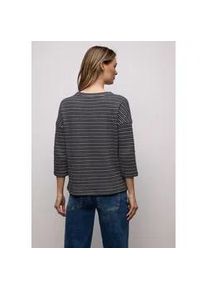 3/4-Arm-Shirt Street One, Damen, Gr. 34, shadowed navy, Web, 65% Baumwolle, 35% Polyester, gestreift, comfort fit normal, U-Boot-Ausschnitt, B&uuml;ndchen, Shirts 3/4-Arm-Shirt, mit 3/4 &Auml;rmeln