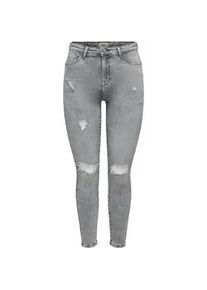 Skinny-fit-Jeans Only "ONLPOWER MW PUSH UP ANK DES DNM AZ", Damen, Gr. S, L&auml;nge 32, grau denim, Denim/Jeans, Obermaterial: 92% Baumwolle, 6% Polyester, 2% Elasthan, Destroyed-Effekte, unifarben, skinny fit kn&ouml;chellang, Jeans, mit Destroyed-Details