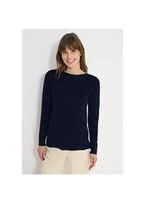 Strickpullover Cecil, Damen, Gr. M (40), deep denim blau melange, Web, 60% Baumwolle, 40% Viskose, unifarben, comfort fit normal, U-Boot-Ausschnitt, B&uuml;ndchen, Pullover Strickpullover, im soften Baumwoll-Mix