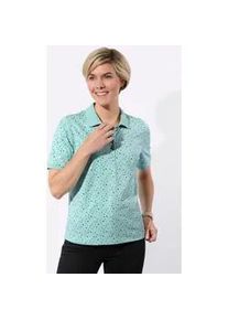 Poloshirt Classic Basics "Poloshirt", Damen, Gr. 46, mint, aquapetrol, getupft, 100% Baumwolle, gemustert, gepunktet, Shirts