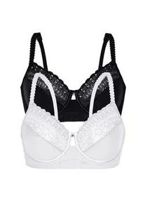 Sassa Mode B&uuml;gel-BH SASSA "2er Pack B&uuml;gel BH LOVELY SECRET", Damen, Gr. 100, Cup E, bunt (schwarz wei&szlig;), Stoff, Obermaterial: 90% Polyamid PA. 10% Elasthan EL., BHs B&uuml;gel-BH